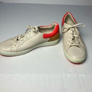 Ecco Soft 7 sneaker Lace Up Shoe women's Size 10 cream coral brown